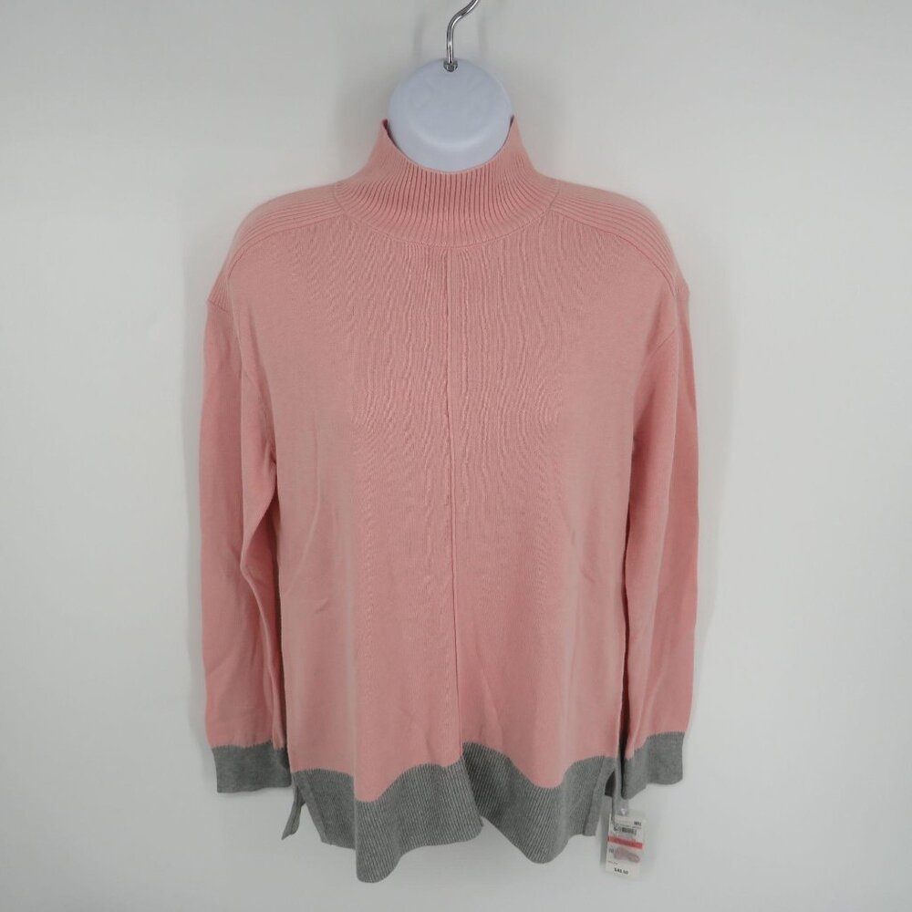 Karen Scott XS Seam Front Mock Neck Sweater Tea Rose Gray NWT $46.50